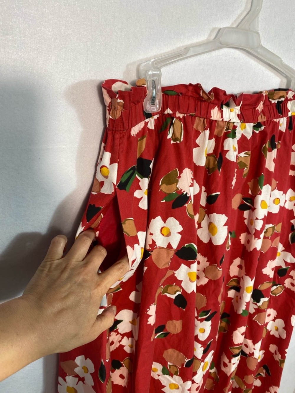 Kate Spade Botanical Garden Red Floral Poplin Midi Skirt with Pockets size XL - Picture 10 of 11